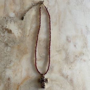 Michal Golan Garnett Cross Necklace